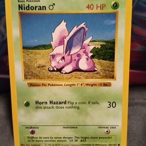 Pokemon Nidoran Card - Yellow Border with Pink/Purple Nidoran Artwork